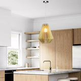 Bethel Natural Wood Single Pendant Lighting in Wood & Metal