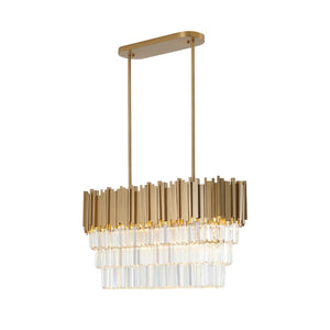 Bethel Gold Chandelier in Stainless Steel & Crystal