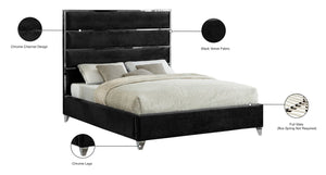Zuma Velvet / Engineered Wood / Metal / Foam Contemporary Black Velvet Full Bed - 59" W x 81" D x 59" H