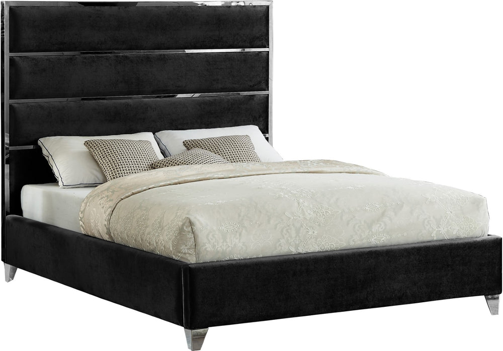 Zuma Velvet / Engineered Wood / Metal / Foam Contemporary Black Velvet Full Bed - 59" W x 81" D x 59" H
