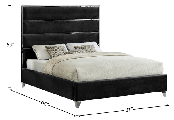 Zuma Velvet / Engineered Wood / Metal / Foam Contemporary Black Velvet King Bed - 81" W x 86" D x 59" H
