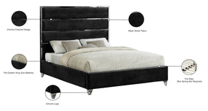 Zuma Velvet / Engineered Wood / Metal / Foam Contemporary Black Velvet King Bed - 81" W x 86" D x 59" H