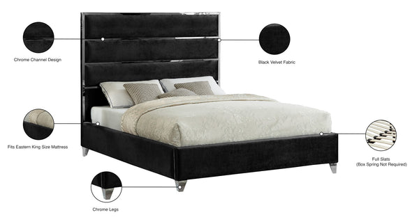 Zuma Velvet / Engineered Wood / Metal / Foam Contemporary Black Velvet King Bed - 81" W x 86" D x 59" H