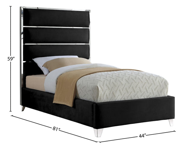Zuma Velvet / Engineered Wood / Metal / Foam Contemporary Black Velvet Twin Bed - 44" W x 81" D x 59" H