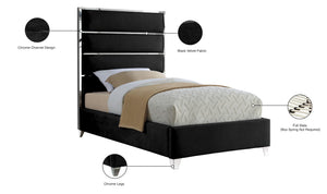 Zuma Velvet / Engineered Wood / Metal / Foam Contemporary Black Velvet Twin Bed - 44" W x 81" D x 59" H