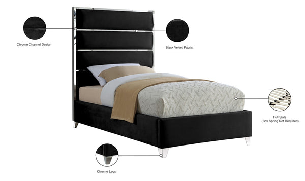 Zuma Velvet / Engineered Wood / Metal / Foam Contemporary Black Velvet Twin Bed - 44" W x 81" D x 59" H