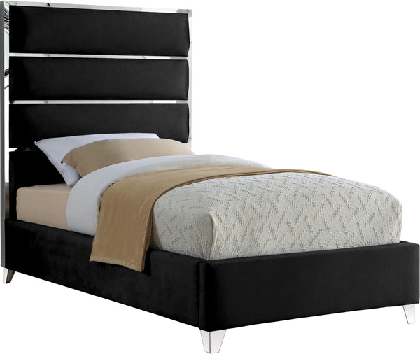 Zuma Velvet / Engineered Wood / Metal / Foam Contemporary Black Velvet Twin Bed - 44" W x 81" D x 59" H