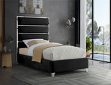 Zuma Velvet / Engineered Wood / Metal / Foam Contemporary Black Velvet Twin Bed - 44" W x 81" D x 59" H