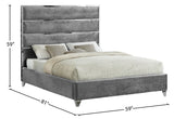 Zuma Velvet / Engineered Wood / Metal / Foam Contemporary Grey Velvet Full Bed - 59" W x 81" D x 59" H