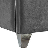 Zuma Velvet / Engineered Wood / Metal / Foam Contemporary Grey Velvet Full Bed - 59" W x 81" D x 59" H