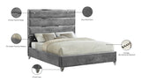 Zuma Velvet / Engineered Wood / Metal / Foam Contemporary Grey Velvet King Bed - 81" W x 86" D x 59" H