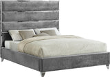 Zuma Velvet / Engineered Wood / Metal / Foam Contemporary Grey Velvet King Bed - 81" W x 86" D x 59" H
