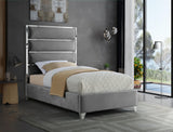 Zuma Velvet / Engineered Wood / Metal / Foam Contemporary Grey Velvet Twin Bed - 44" W x 81" D x 59" H