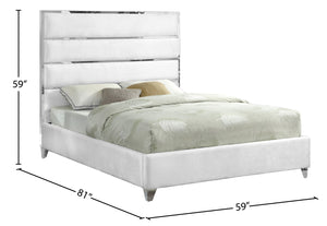 Zuma Velvet / Engineered Wood / Metal / Foam Contemporary White Velvet Full Bed - 59" W x 81" D x 59" H