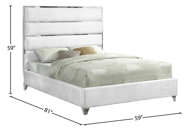 Zuma Velvet / Engineered Wood / Metal / Foam Contemporary White Velvet Full Bed - 59" W x 81" D x 59" H