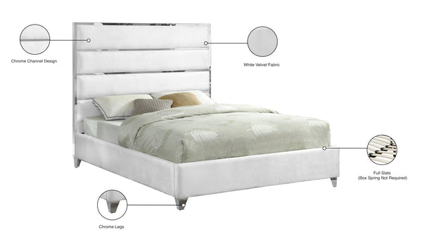Zuma Velvet / Engineered Wood / Metal / Foam Contemporary White Velvet Full Bed - 59" W x 81" D x 59" H