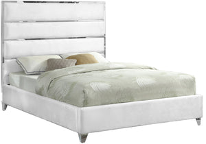 Zuma Velvet / Engineered Wood / Metal / Foam Contemporary White Velvet Full Bed - 59" W x 81" D x 59" H