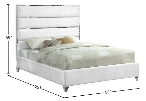 Zuma Velvet / Engineered Wood / Metal / Foam Contemporary White Velvet King Bed - 81" W x 86" D x 59" H