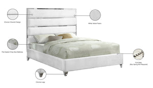 Zuma Velvet / Engineered Wood / Metal / Foam Contemporary White Velvet King Bed - 81" W x 86" D x 59" H