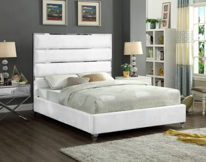 Zuma Velvet / Engineered Wood / Metal / Foam Contemporary White Velvet King Bed - 81" W x 86" D x 59" H