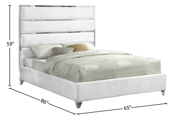 Zuma Velvet / Engineered Wood / Metal / Foam Contemporary White Velvet Queen Bed - 65" W x 86" D x 59" H