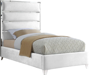 Zuma Velvet / Engineered Wood / Metal / Foam Contemporary White Velvet Twin Bed - 44" W x 81" D x 59" H