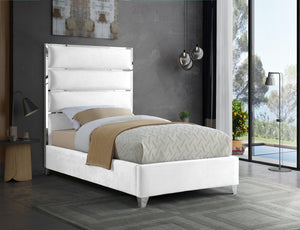 Zuma Velvet / Engineered Wood / Metal / Foam Contemporary White Velvet Twin Bed - 44" W x 81" D x 59" H