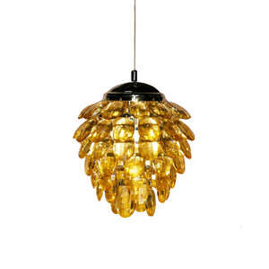 Bethel Amber Single Pendant Lighting in Iron & Crystal