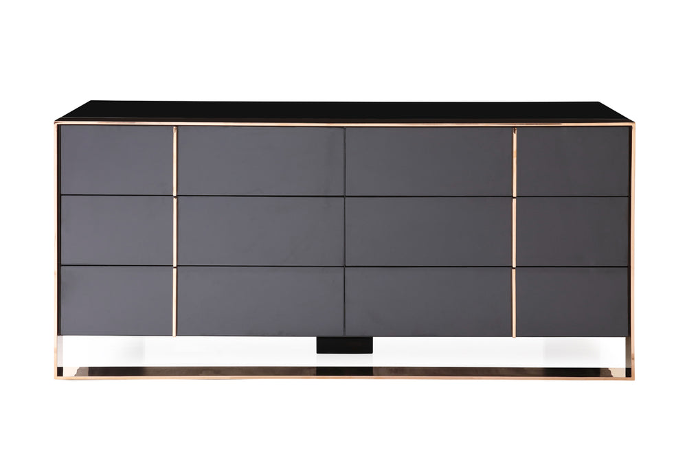 VIG Furniture Nova Domus Cartier Modern Black & Rosegold Dresser VGVC-A002-D