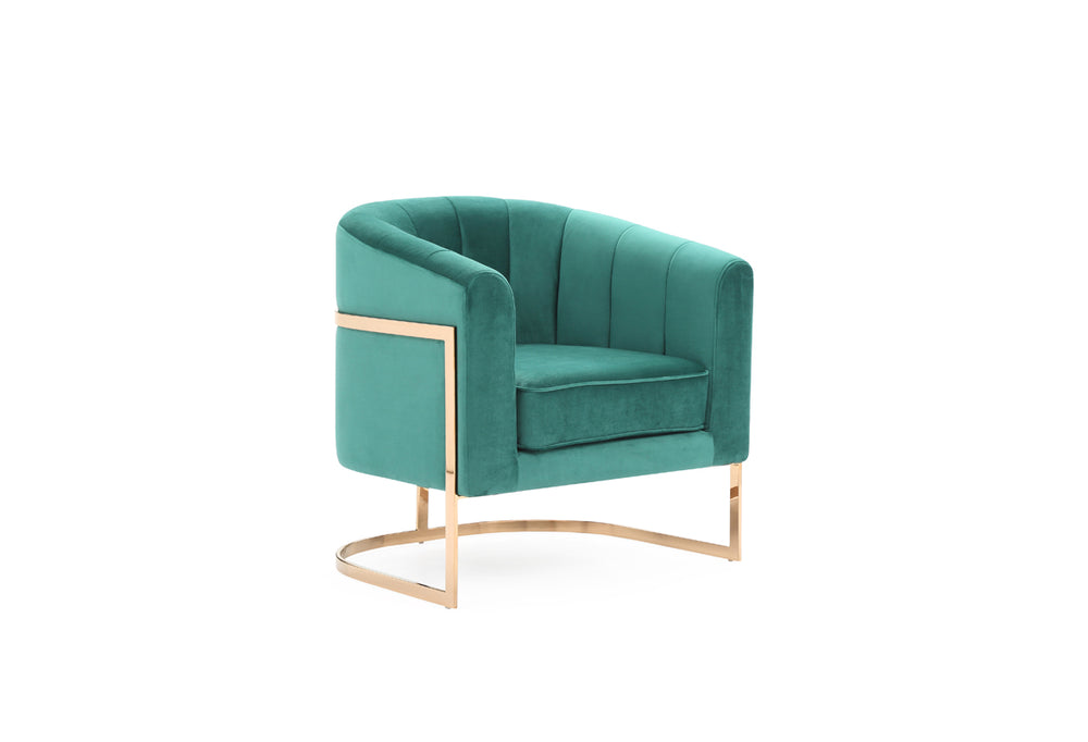 VIG Furniture Modrest Trask Modern Green Velvet & Rosegold Accent Chair VGVCA016-GRN
