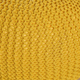 Abena Knitted Cotton Pouf, Yellow Noble House