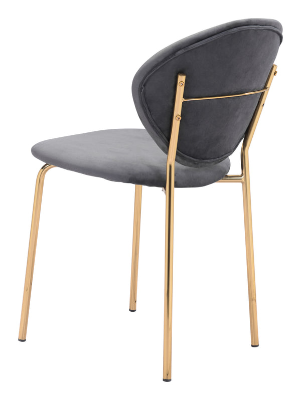 Zuo Modern Clyde 100% Polyester, Plywood, Steel Modern Commercial Grade Dining Chair Set - Set of 2 Dark Gray, Gold 100% Polyester, Plywood, Steel