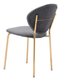 English Elm EE2687 100% Polyester, Plywood, Steel Modern Commercial Grade Dining Chair Set - Set of 2 Dark Gray, Gold 100% Polyester, Plywood, Steel