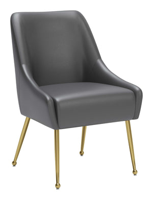English Elm EE2885 100% Polyurethane, Plywood, Steel Modern Commercial Grade Dining Chair Gray, Gold 100% Polyurethane, Plywood, Steel