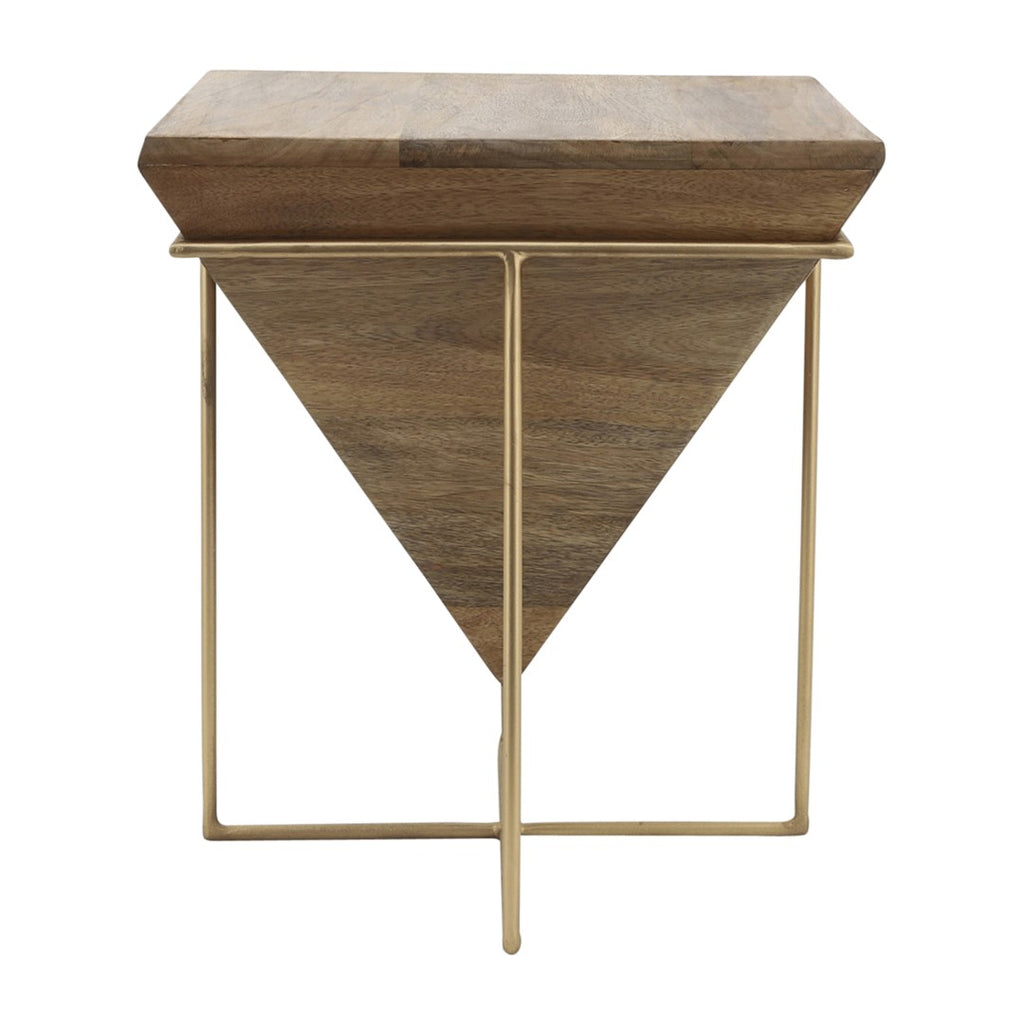 Sagebrook Home Contemporary Wood, 18"h Inverted Pyramid Side Table, Brown/gold 16682 Brown/gold Mango Wood