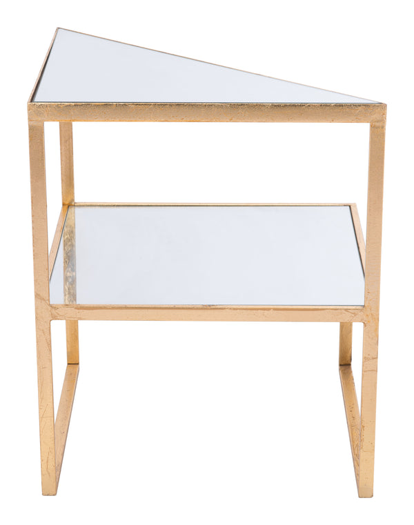 Zuo Modern Planes Glass, Steel Modern Commercial Grade Side Table Gold Glass, Steel