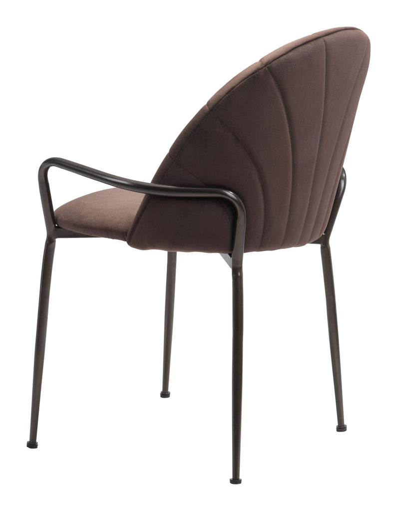 Zuo Modern Kurt 100% Polyester, Plywood, Steel Modern Commercial Grade Dining Chair Set - Set of 2 Dark Brown, Brown 100% Polyester, Plywood, Steel