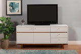 Alpine Furniture Dakota TV Console 1974-10 White with Acorn Accents Mahogany Solids & Veneer 64.5 x 18 x 28.5