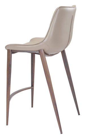 Zuo Modern Magnus 100% Polyurethane, Plywood, Steel Modern Commercial Grade Counter Stool Set - Set of 2 Gray, Walnut 100% Polyurethane, Plywood, Steel