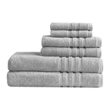 Clean Spaces Nurture Casual 67% Cotton 33% Polyester Sustainable Blend 6PC Towel Set Grey 30x54"(2)/16x26"(2)/12x12"(2) LCN73-0130