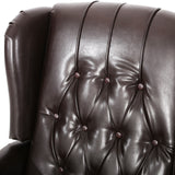 Walter Contemporary Tufted Bonded Leather Recliner, Brown and Dark Brown Noble House