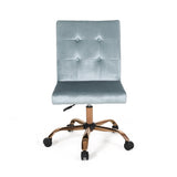 Centennial Glam Tufted Home Office Chair with Swivel Base, Seafoam Blue and Rose Gold Finish Noble House