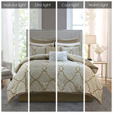 Madison Park Lavine Glam/Luxury 12 Piece Complete Bed Set Gold Cal MP10-7952