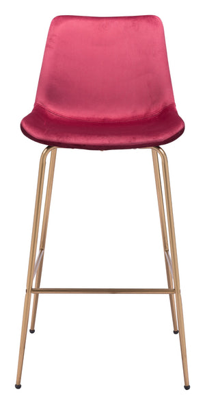 Zuo Modern Tony 100% Polyester, Plywood, Steel Modern Commercial Grade Barstool Red, Gold 100% Polyester, Plywood, Steel