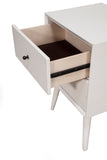 Alpine Furniture Flynn Mid Century Modern 2 Drawer Nightstand, White 966-W-02 White Mahogany Solids & Okoume Veneer 18 x 15 x 26