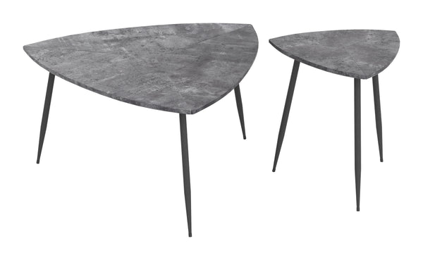 Zuo Modern Set MDF, Steel Modern Commercial Grade Accent Table Set Gray, Black MDF, Steel