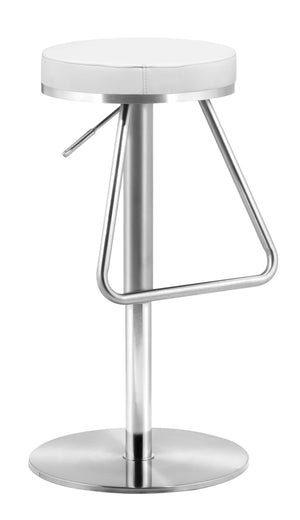 Zuo Modern Soda Plywood, Stainless Steel Modern Commercial Grade Barstool White, Silver Plywood, Stainless Steel