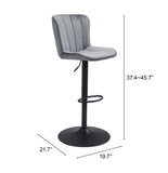 Zuo Modern Tarley 100% Polyester, Plywood, Steel Modern Commercial Grade Barstool Gray, Black 100% Polyester, Plywood, Steel