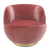 Sagebrook Home Contemporary Velveteen Swivel Chair With Gold Base, Pink 16494-01 Pink Stainless Steel