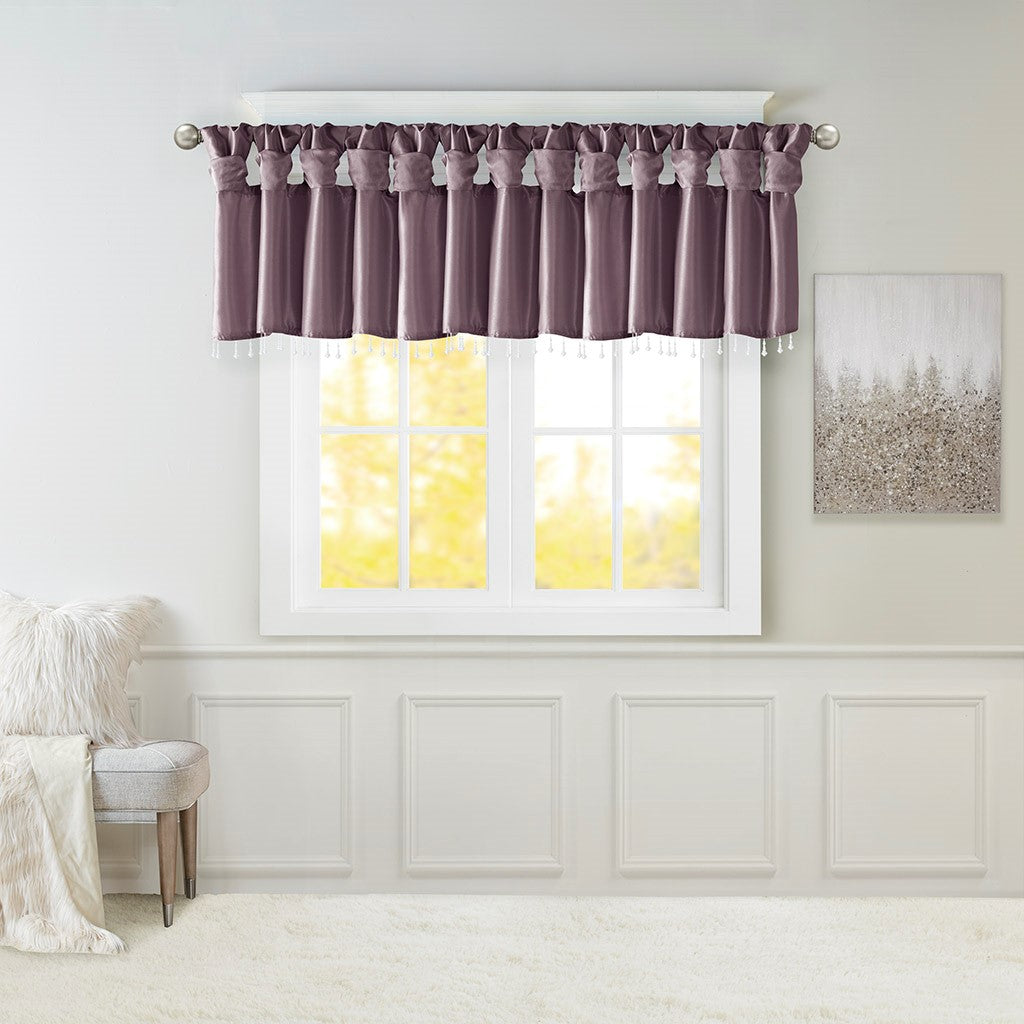 Madison Park Emilia Transitional Lightweight Faux Silk Valance With Beads MP41-4476